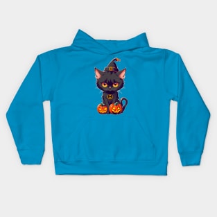 Witch cat Halloween Pumkins Kids Hoodie